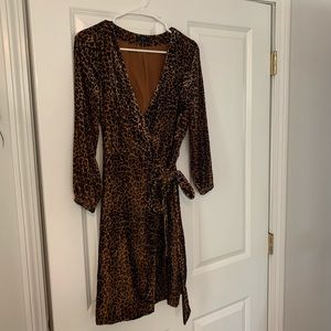 J.Crew Leopard Print Velvet Wrap Dress